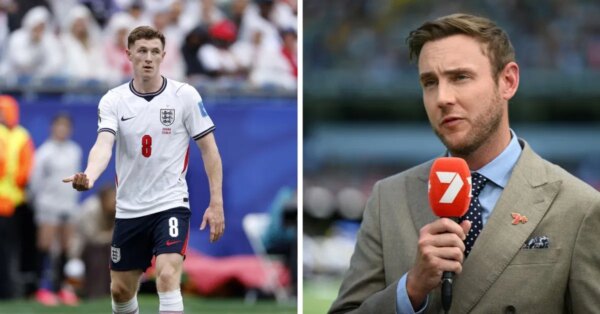 O herói do críquete da Inglaterra, Stuart Broad, reage depois que o Manchester City concorda com um acordo no valor de £ 116 milhões para contratar Elliot Anderson do Nottingham Forest