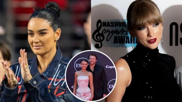 Claire Kittle aproveita o dia na piscina em um biquíni com estampa de zebra depois de socializar com Taylor Swift no evento TEU de George Kittle
