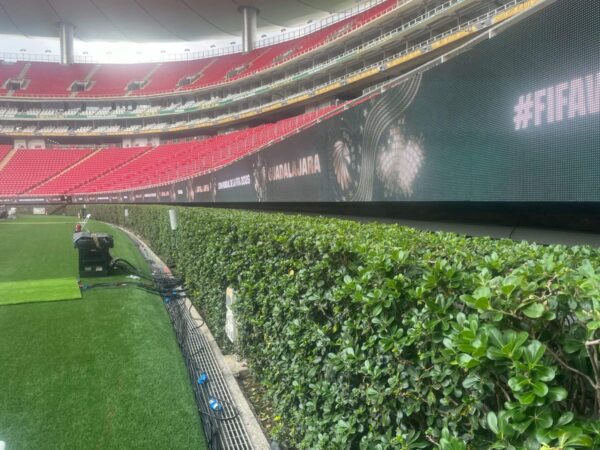 Por que cercas cercam um campo da Copa do Mundo no Estádio Akron