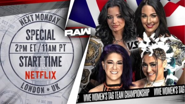 4 finalizações para Paige e Brie Bella vs. Bayley e Lyra Valkyria pelo WWE Women’s Tag Team Championship no RAW